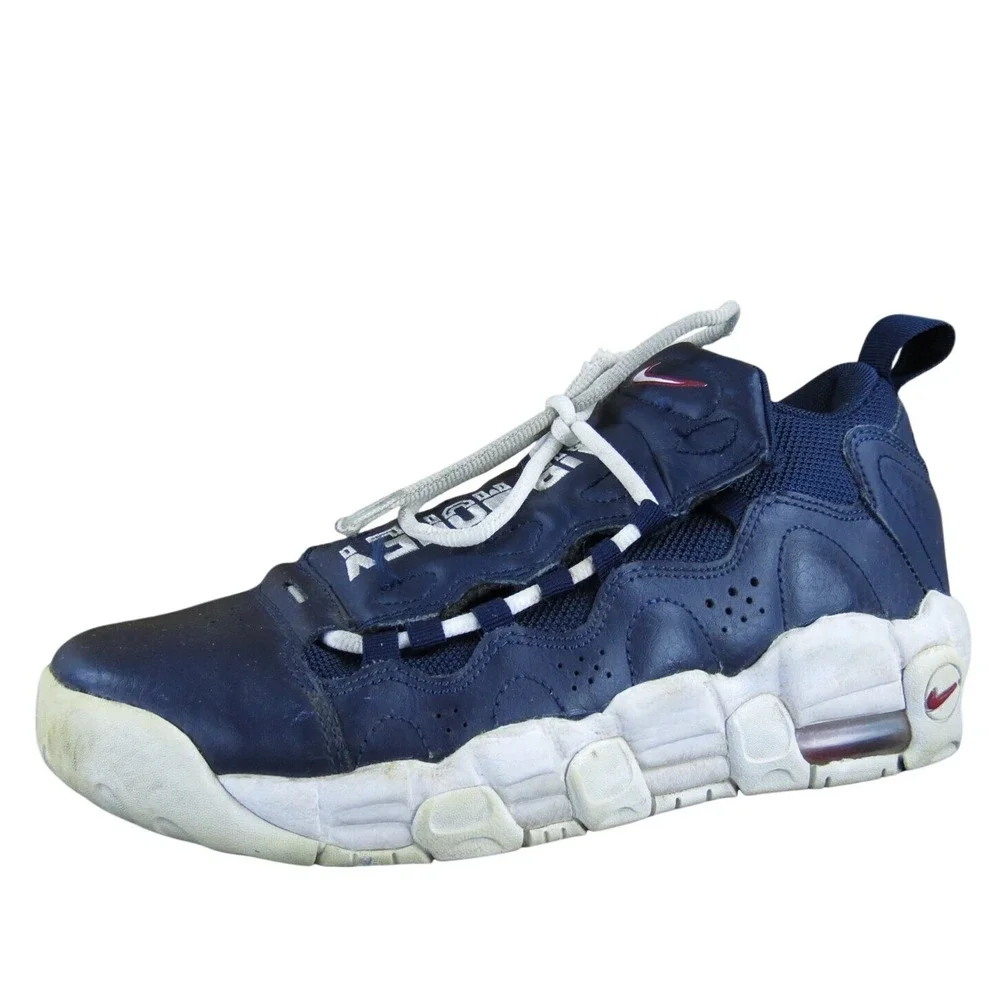 Nike Sneaker Air More Money Obsidian Boys Y 5.5 Athletic Blue‎ Synthetic Lace Up